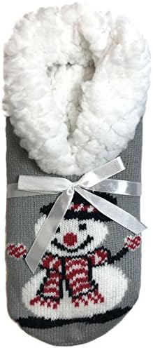 Charles Albert Womens Cozy &amp; Comfortable Womens Slipper Socks All Sizes (Medium/ Large - Fits Shoe Sizes 8-10.5, Light Grey Snowman)