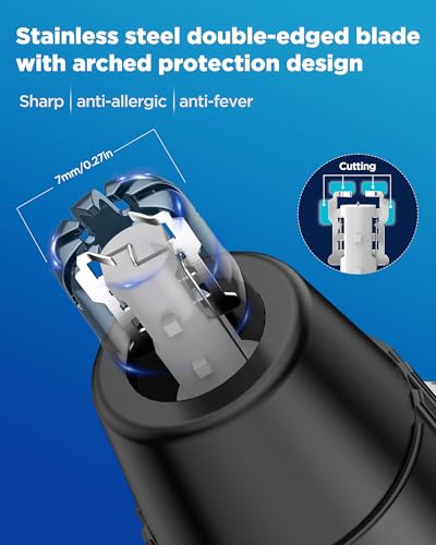 Nose Hair Trimmer for Men,3 in 1 USB Nose Trimmer with LED Display,Painless Dual Edge Blades Nasal Hair Trimmers for Men,Eyebrow Razor Scissors,Ear Facial Hair Remover,IPX7 Waterproof,Easy Cleansing