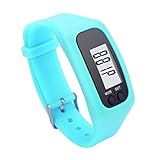 Perman Durable Digital LCD Pedometer Run Step Walking Distance Calorie Counter Watch Bracelet (Sky Blue)