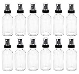 12 Pack, 4 oz Clear Bottles with Black Sprayers for Aromatherapy, Essential Oils, DIY, Perfume, Home and Travel