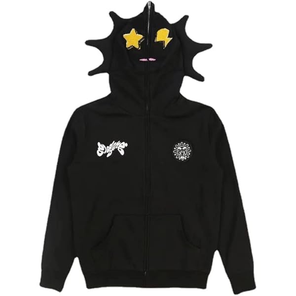 Oversized Y2K Zip Up Hoodie for Women Men Gothic Spider Web