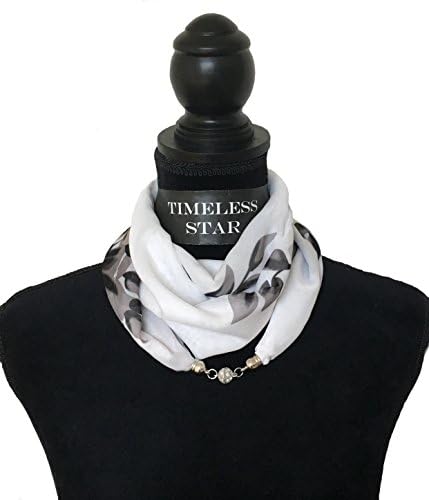 TIMELESS STAR Women's Fashion Printed Color Neckwear Magnetic Pendant Scarf (Regal Lily)