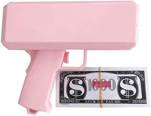 HIbuy Money Gun Shooter Make It Rain Gun Fake Bill Dispenser Money Shooter Metallic Plated for Kids Adults Crazy Party Weeding Red Gun