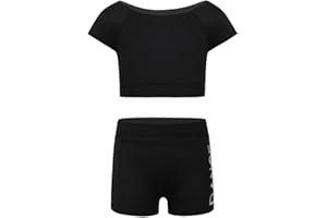 YiZYiF Kids Girls Basic 2 Piece Active Outfit Crop Top and Shorts Set for Gymnastics/Dancing/Workout