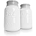 White Vintage Inspired Ceramic Mason Jar Salt and Pepper Shakers (8 oz) - Set of 2, Super Cute, Retro, Aqua Blue Decorative and Functional, Durable Ceramic Shakers by My Fancy Farmhouse…
