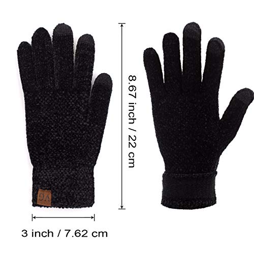 Women's Winter Touch Screen Gloves Chenille Warm Cable Knit 3