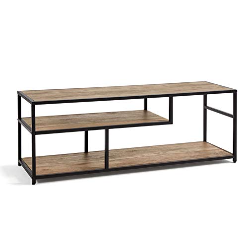 Linsy Home TV Stand, TV Console Table with Storage Shelf, Wood Look and Metal Frame, LS209M1A