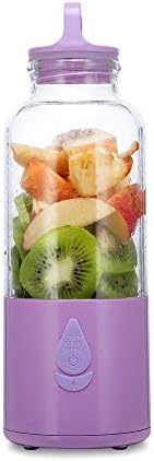 USB Juicer Cup, Fruit Mixing Machine Portable Mini Rechargeable Mixer, Blender, Water Bottle 550ml with USB Charger Cable Portable Juice Blender 360 ° all-round 6 leaves thicker head (Purple)
