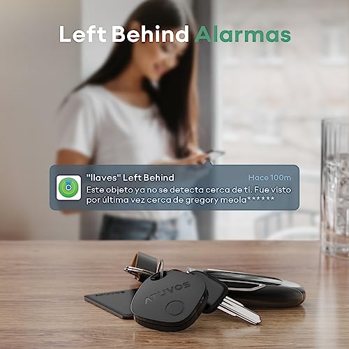 ATUVOS Air Tag Smart Tracker 4 Pack Black, Bluetooth Object Finder Works with Apple Search (iOS Only, Android Not Compatible), Locator for Keys, Suitcases, Luggage, Replaceable Battery.