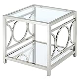 Furniture of America Mishie Contemporary Glass Top End Table Chrome Chrome Finish
