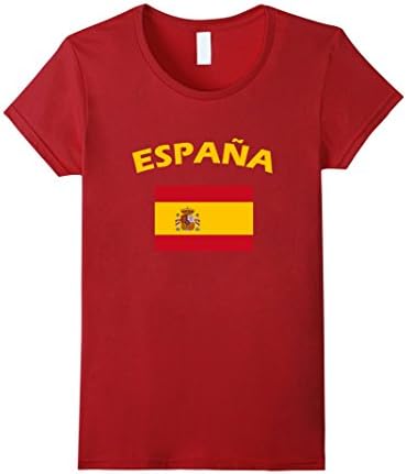 Women's Espana Spain Spanish Flag Barcelona Soccer Football T-Shirt Small Cranberry