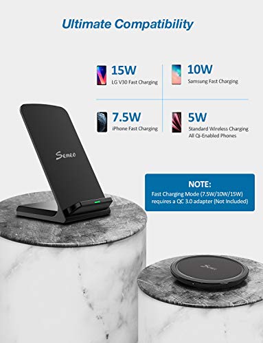 [2 Pack] 15W Wireless Charger, Seneo Type-C Fast Charging Pad and Stand, Fast Charging for Iphone 11 - //coolthings.us