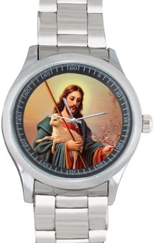 100% Quartz Watch Gifts Jesus Christ Pattern Metal Watch(40mm dia,stainless band)