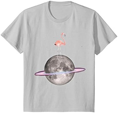 Kids Wacky Space Flamingo On The Moon T-Shirt | Mens Womens Kids 4 Silver