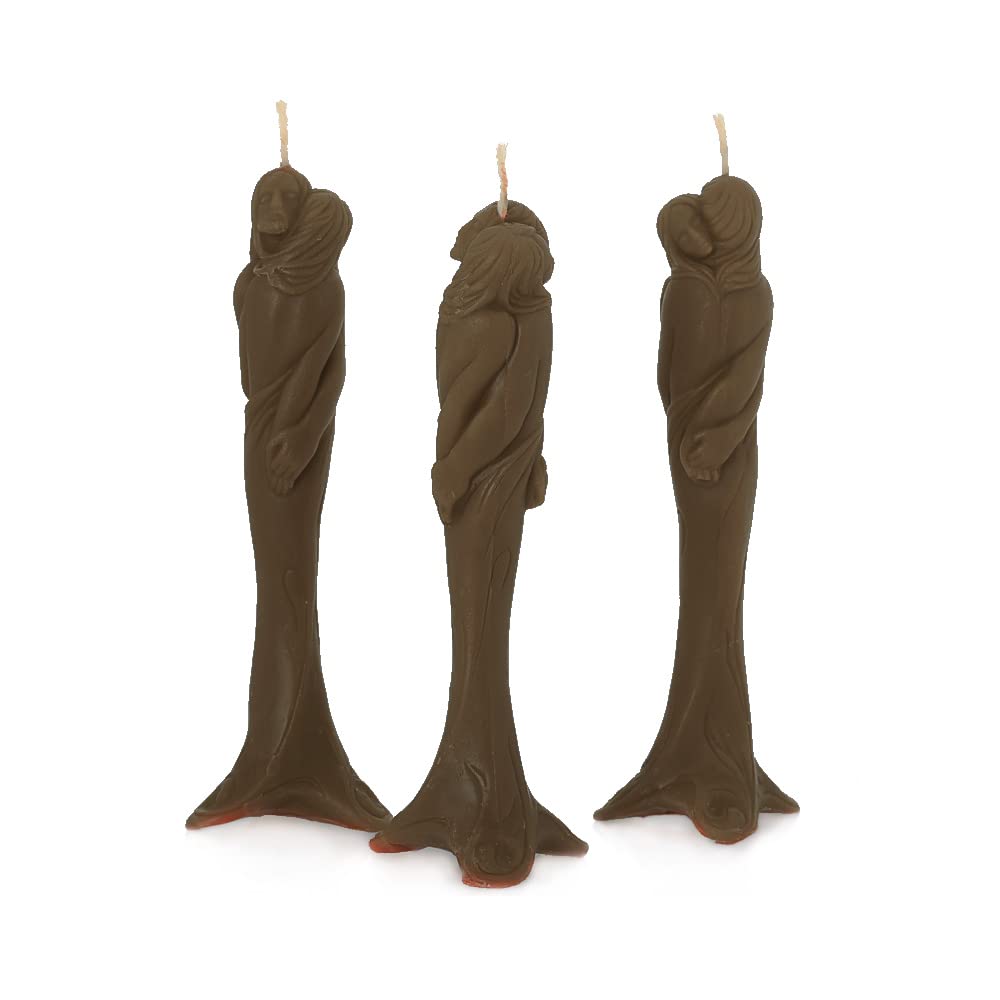 NKlaus - 3 x beeswax Stella Der Liebe - brown drip candles, handmade ritual candle 13906