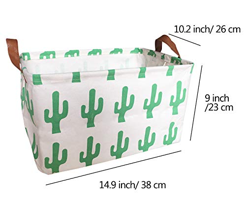 image for SAKUYV Square Canvas Toy Storage Bins Basket with Handle Collapsible T