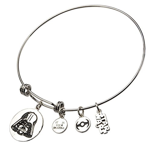 Women's Stainless Steel Star Wars Darth Vader Charm Expandable Bracelet