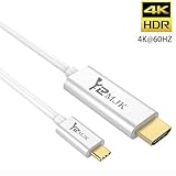 USB C to HDMI Cable (6ft/1.8m) 4K@60Hz, YRMJK USB 3.1 Type C Male (Thunderbolt 3 Compatible) to HDMI Male 4K Cable for the 2016 MacBook Pro, 2015 MacBook, Samsung Galaxy S8/S8 Plus etc