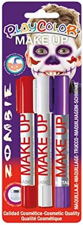 PlayColor, PC01041 Playcolor Zombie Face Paint, Red/White/Purple, Pack of 3