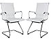 US Office Elements PU Leather Office Guest Chair for Reception with Removable Arms - Sled Base Without Wheels for Desk, Waiting Room,Lobby Conference Room - Set of 2, White