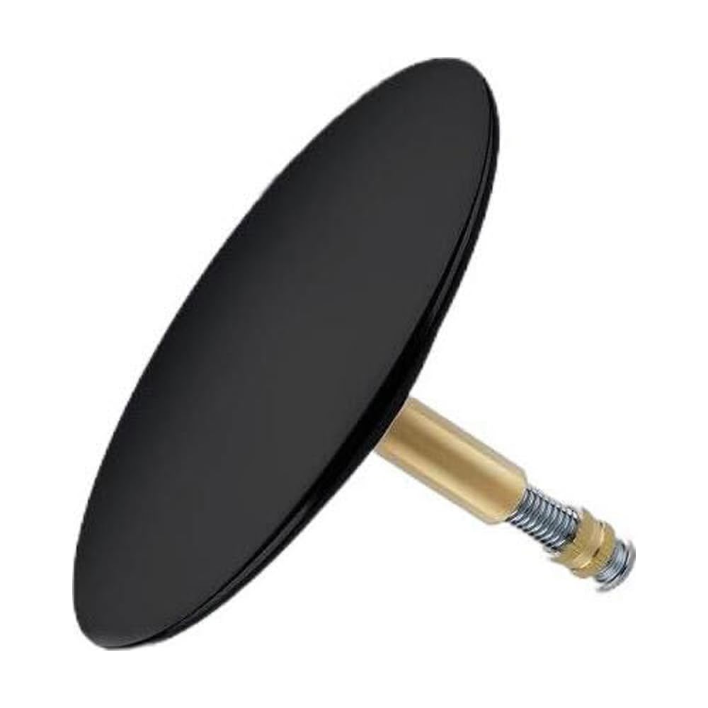 Black Brass Dome Bath Plug, 54.5mm-74mm, Durable Brass Construction with Sleek Black Finish - Versatile Bath Plug for Leak-Free and Secure Fit, Ideal for Modern and Traditional Bathrooms