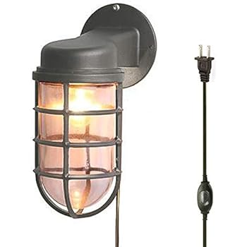 outdoor plug kiven waterproof exterior industrial light sconce cage barn mount indoor lantern