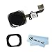 EShine Home Button Flex Ribbon Cable Assembly + Rubber Gasket + for iPhone 6 4.7 and iPhone 6 Plus 5.5 + EShine Cloth (Black)