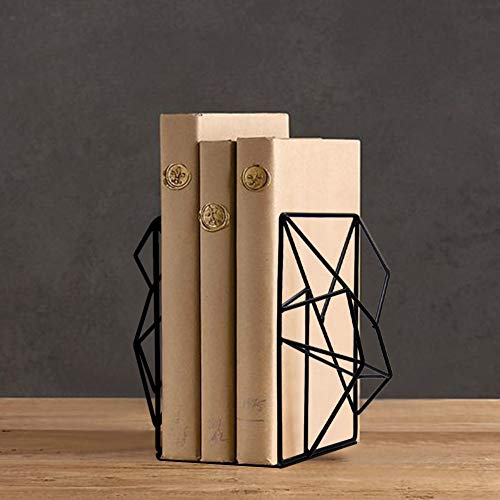 DR.DUDU Decorative Metal Bookend, Black Non Skid Book End for Home Office Decorate No Scratch for Shelves and Furniture