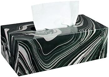 Tissue Cover Holder,Creative Marble Texture Rectangular Wood Tissue Box Cover Dispenser Napkin Organizer For Bathroom Bedroom Office and Car …