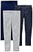 Carter's Girls' Toddler 3-Pack Leggings, Navy/Grey/Denim, 3T