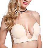 LamourLove Strapless bra Push Up Bras for Women Deep U-shaped Backless Bra for dress