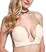 LamourLove Strapless Bra Push up Bras for Women Deep U-Shaped Backless Adhesive Bra (D, Nude)