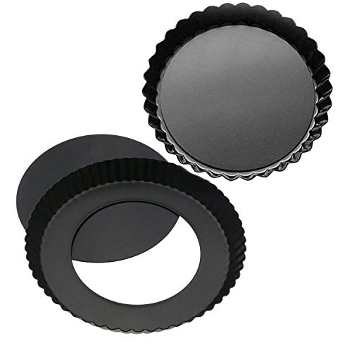 image for Heyeery 8.8 Inch High-carbon Steel Tart Pan with Removable Bottom, Pie