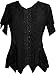 Agan Traders Women's 2025 Summer Renaissance Gypsy Medieval Netted - Asymmetrical Hem Vintage Button Down Short Sleeve Top