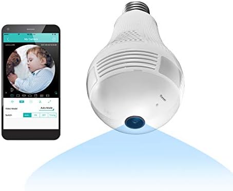 360 Degree Panoramic Light Bulb WiFi Security Camera, BESDERSEC HD 960P Wireless Camera for Home Baby Pet Monitor Remote Viewing Camera Night Vision Motion Detection Wireless Camera 2.4GHz