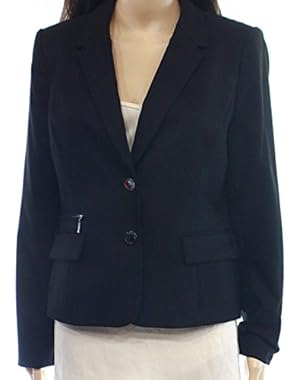 Calvin Klein Women's Petite Pinstriped Jacket Black 8P