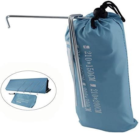 82.5 x 78.7 Inches Portable Compact Outdoor Beach Picnic Camping Hiking Blanket,Can be Used for Tent Tarp Shelter,Waterproof,Sunshade Coating,Skyblue,with 1 Pouch and 4 Free Stakes