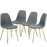 PayLessHere Set of 4 Urban Style Leather Dining Chairs With Solid Wood Legs Chair