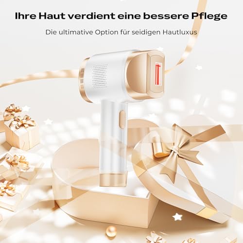 21J IPL Devices Hair Removal with 8°C Ice Cooling System, Laser Hair Removal 9 Levels & 600 NM Red Light, LCD Touch Screen IPL Hair Removal Device for Women Men, Face Arm Bikini Zone Body, Gold