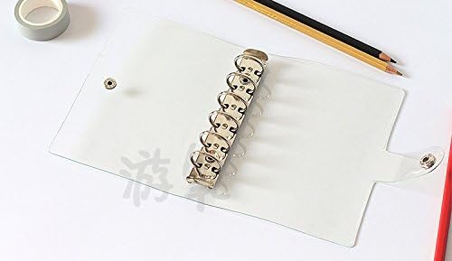 A6 A5 6-Holes Colorful PVC Cover Round Ring View Binder with Snap Button Closure File Folder (White, A5 Mini Set) - Image 5