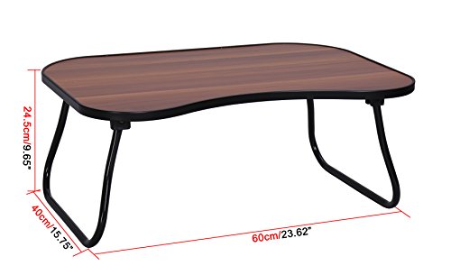 MULSH Laptop Desk Bed Table Notebook Table Bed Tray Table Breakfast Serving Tray For Sofa Bed with Foldable Metal Legs and MDF Top Board in Walnut,23.62"W X15.75"D X9.65" H