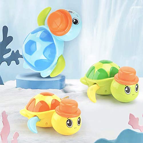 SIROD Baby Bath Toy Turtle,Floating Wind up Swimming Turtles with Hats Bathtub Cute Toys Playset for Boys Girls 3Pcs