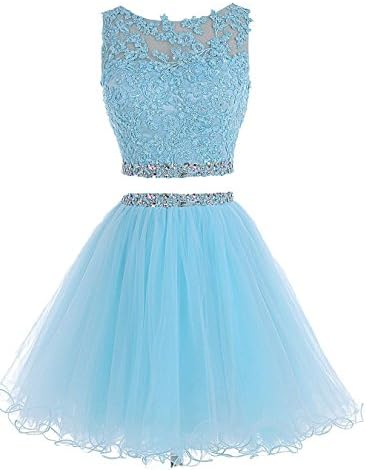 HTYS Beaded Two Pieces Prom Dresses Applique Short Homecoming Dresses HY115
