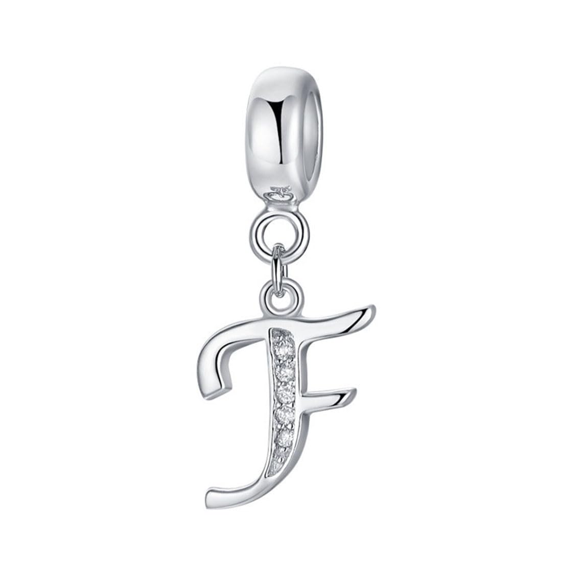 925 Sterling Silver Letter Charm Beads Alphabet Charms F Charm Anniversary Charm Words Charm fits Pandora Charms Bracelet (F)