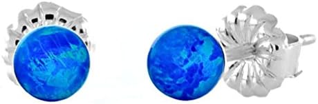 Trustmark 925 Sterling Silver 4mm Tropical Blue Created Opal Ball Stud Post Earrings, Oceans