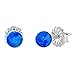 Trustmark 925 Sterling Silver 4mm Tropical Blue Created Opal Ball Stud Post Earrings, Oceans