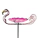 HONGLAND Flamingo Bird Feeder Glass Bowl Birdfeeder Stake with Metal Stand 9 inch Small Bird Bath for Yard Garden Outdoor