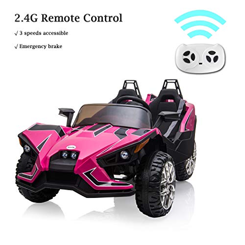 BAHOM Kids Ride On Car 2 Seats with Remote Control, 12V Kids Electric Vehicle with Manual/Parental Modes, Light/MP3/Volume Control (Pink) - Thumbnail 3
