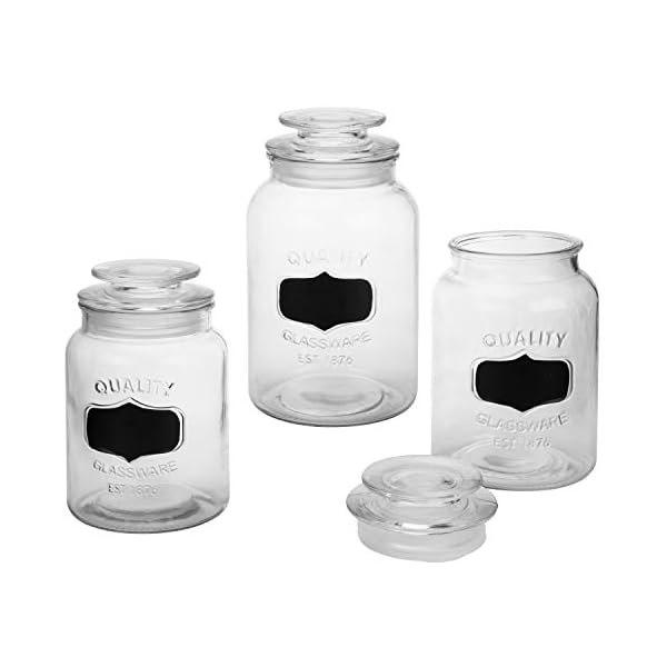 MyGift 34oz / 40oz / 50oz Set of 3 Vintage Glass Storage Canister Jars