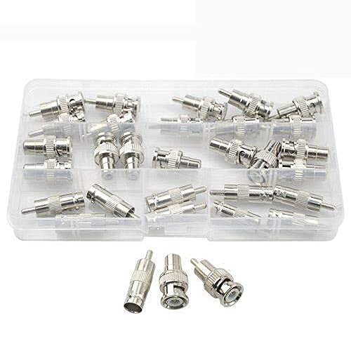 BGTXINGI 30Pcs BNC to RCA Male Female Plug Connectors Metal Waterproof Conversion Connection Assortment Kit